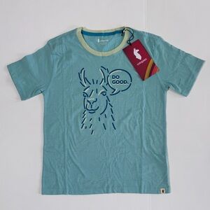 Cotopaxi Talking Llama Kid’s T-Shirt, kids M Unisex, Sea Glass, NWT